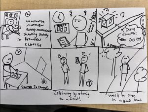 A sample storyboard from our project. Will this be how everyone experiences our app? Where are the cracks? Where can people feel excluded?