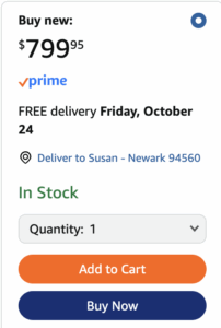 Screenshot of Amazon's adding item interface
